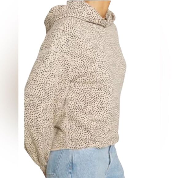 Abercrombie & Fitch Soft Collection Hooded Sweatshirt Tan Black Dots Womens Med - Picture 2 of 14